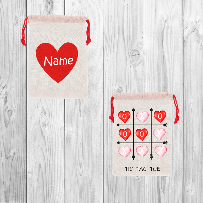 Valentine Tic Tac Toe Personalized Drawstring Bag