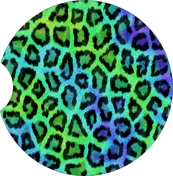 Blue and Green Cheetah Car Coaster
