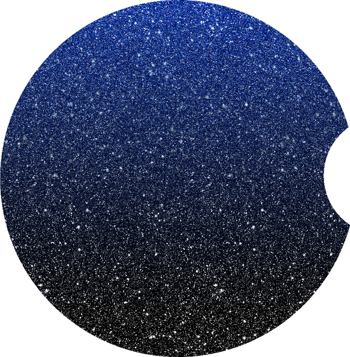 Blue and Black Ombre Glitter Car Coaster