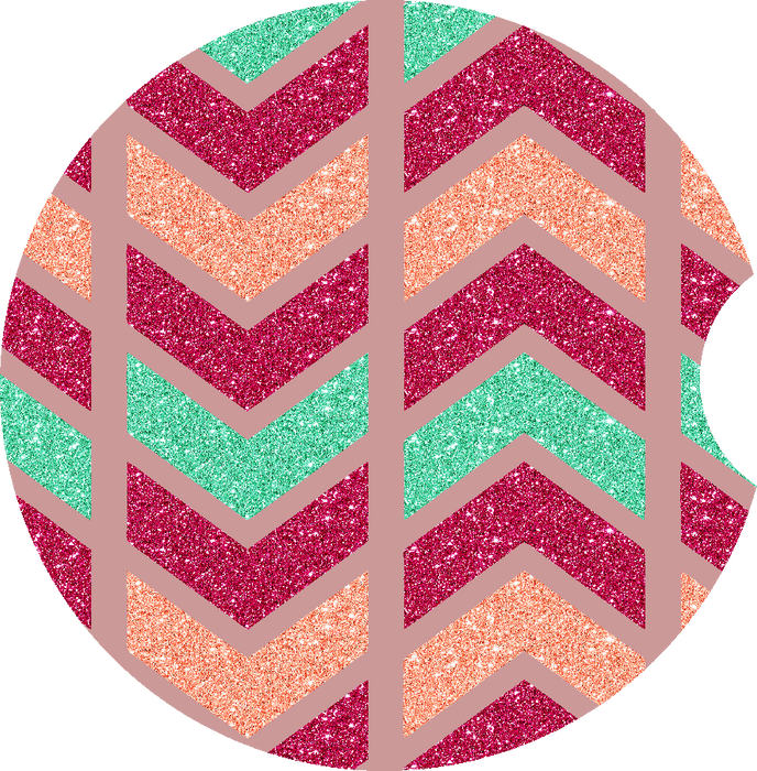 Teal, Pink and Orange Chevron Car Coaster