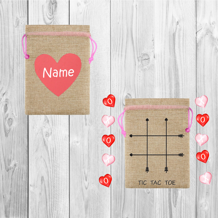 Valentine Tic Tac Toe Personalized Drawstring Bag